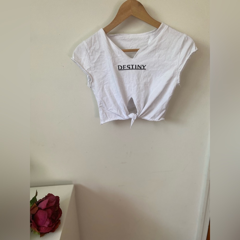 Shein white Destiny crop top Juniors Size Small